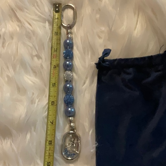 LD Key Finder Blue Beaded Keychain with Pouch - Picture 3 of 6